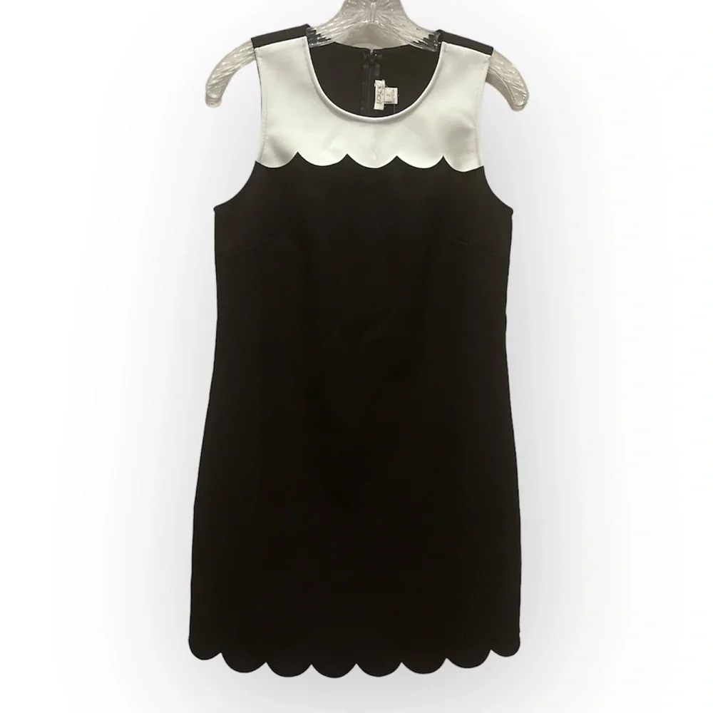 NWT J Crew Black and White Scalloped Hem Shift Dress size 2